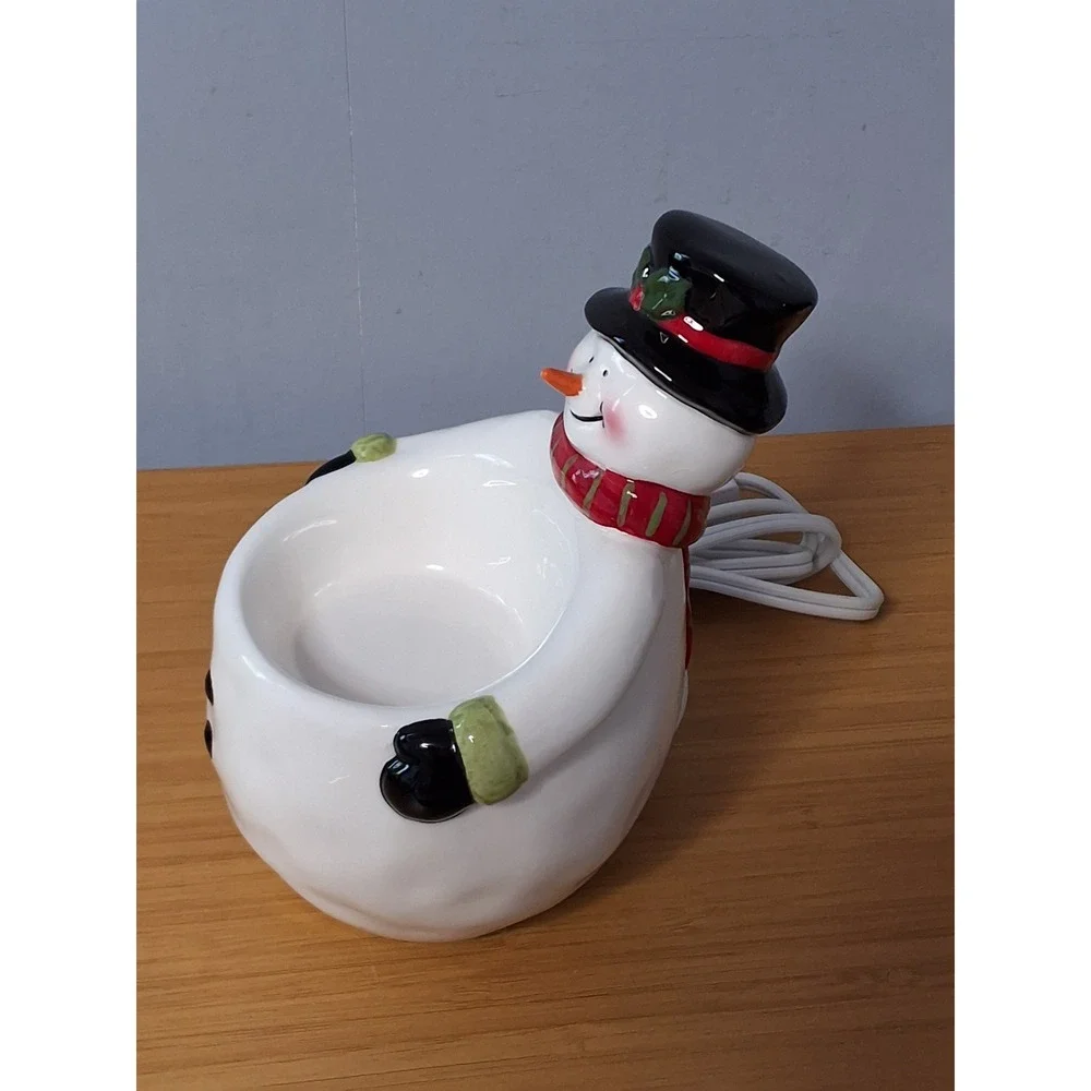 Yankee Candle Electric Snowman Wax Melt Warmer Ceramic Christmas Holiday Works!